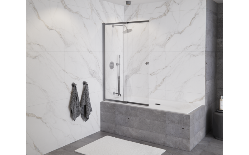 Easy Slide Bathtub Screen in Gun Metal